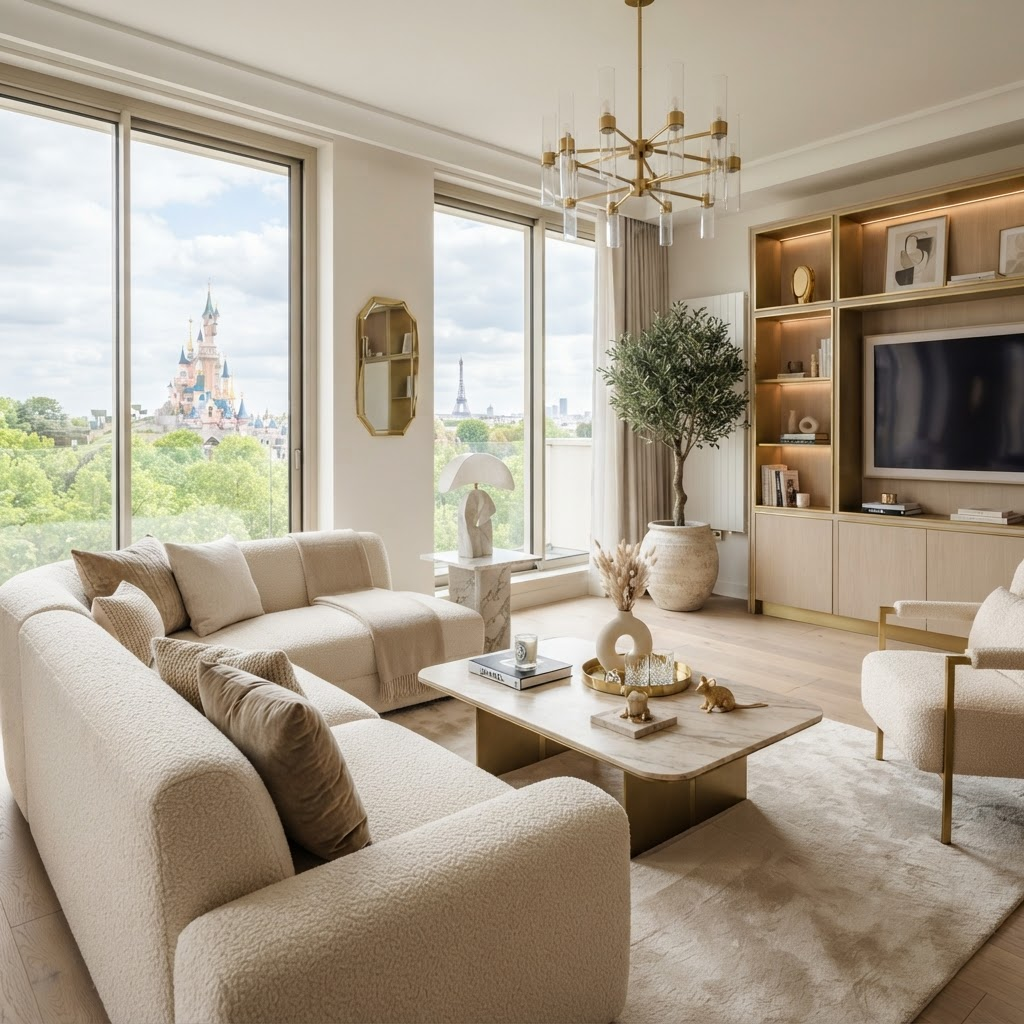 Salon d’un appartement de luxe géré près de Disneyland Paris